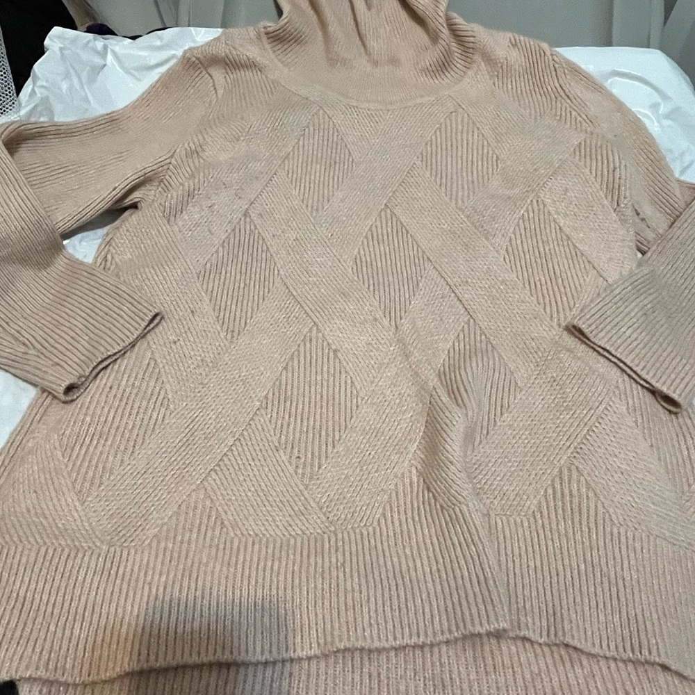 Calvin Klein Cable Knit Turtleneck Sweater - Beige